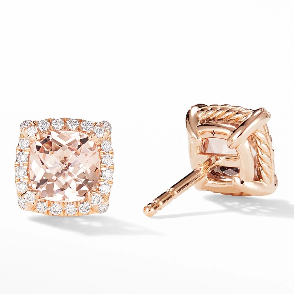 DAVID YURMAN Petite Chatelaine Pavé Bezel Stud Earrings in 18K Rose Gold